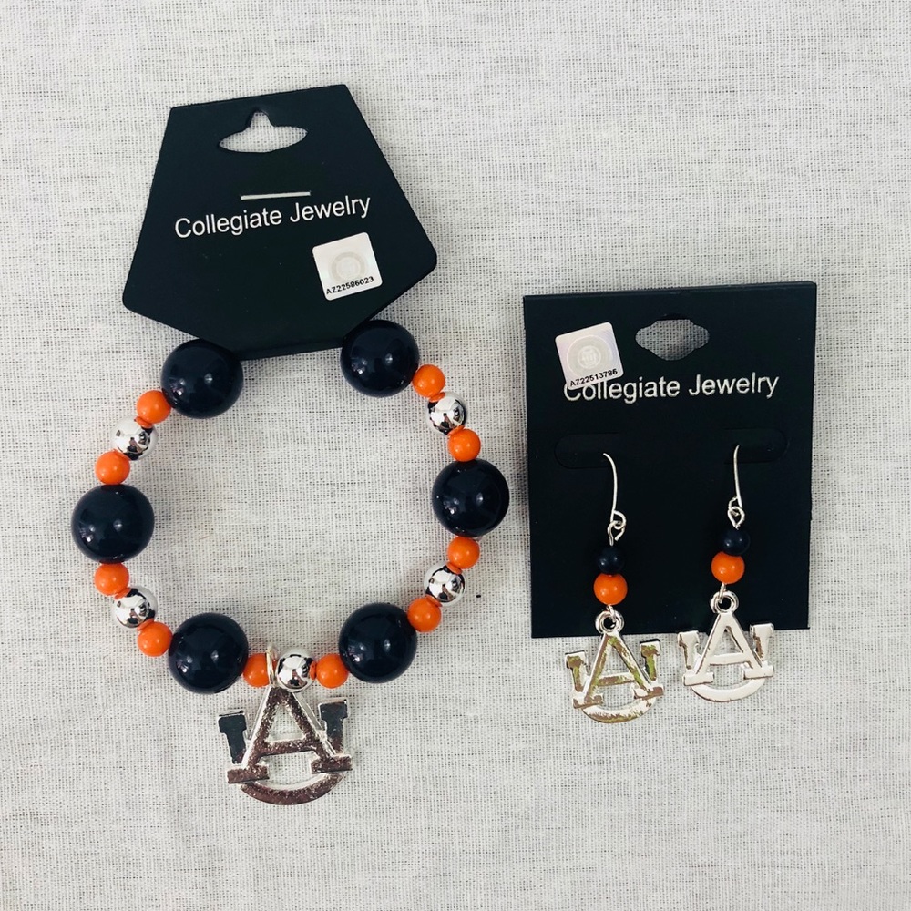 Auburn Tigers Bracelet and Earrings Set
